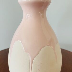 Isaac Mizrahi Hand Dipped Ceramic Decorative Vase, Beautiful Pink and white vase